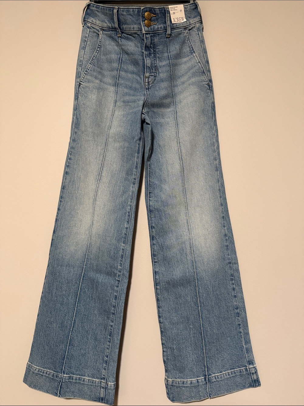 The J.Crew Denim Trouser Jean with Stacked Buttons (Storm Wash)